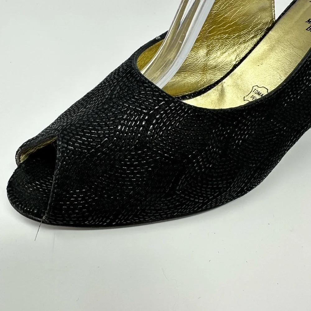 Like New Bruno Magli Black Embossed Slingback heels